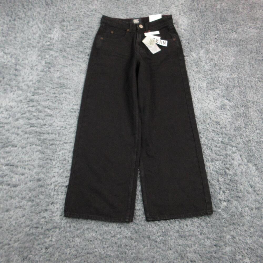 BDG Jeans Womens 25W Black High Rise Wide Leg Denim Relaxed 28x28* NWT